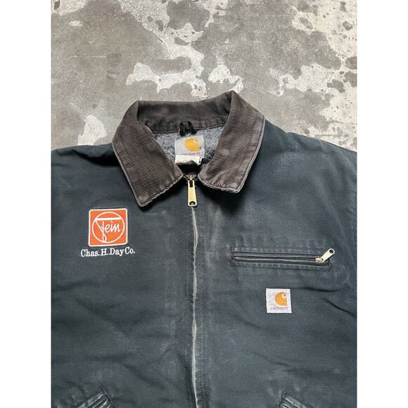 Carhartt Detroit‎ Work Jacket VTG Blanket Lined Chore Coat blk Black FEIN Faded - Picture 3 of 9